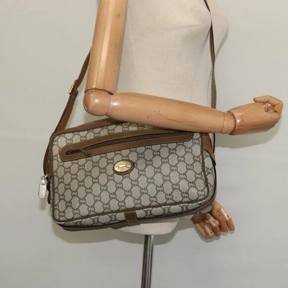 GUCCI GG Plus Supreme Shoulder Bag PVC Beige Gold Auth BA1591 - Picture 15 of 16